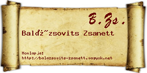 Balázsovits Zsanett névjegykártya