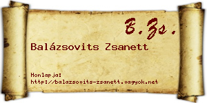 Balázsovits Zsanett névjegykártya